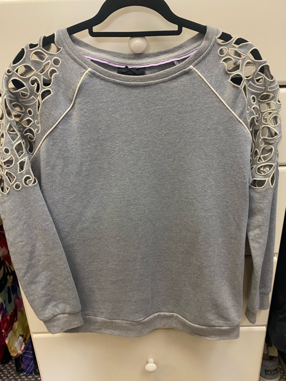 Nanette Lepore Gray Sweatshirt with Cutout Shoulder Detail